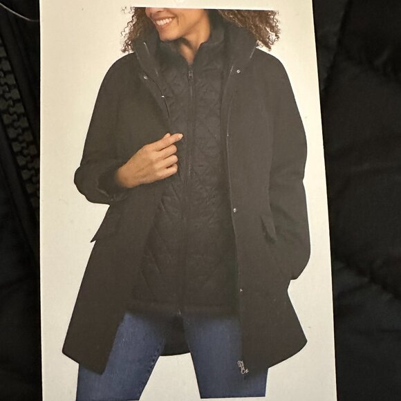 Lands' End Women's 3-in-1 Systems Jacket & Vest Size S Black Water Resistant NEW - Picture 1 of 15